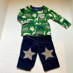 Baby Boden Safari Reversible Long Sleeve Shirt & Matching Star Cord Pants